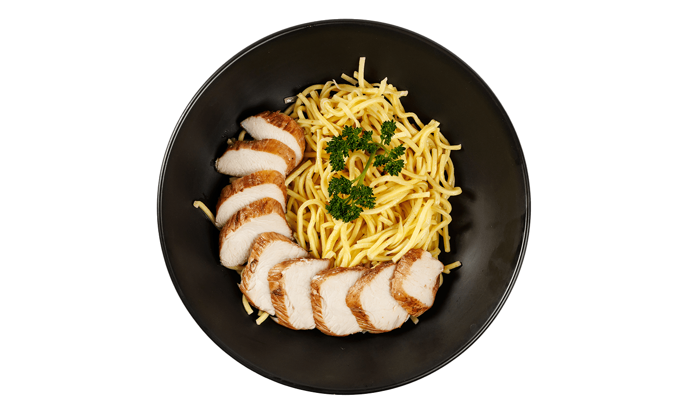 Яичная лапша с куриным филе